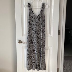 Cheetah Print Cross Back Jersey Maxi Sundress
